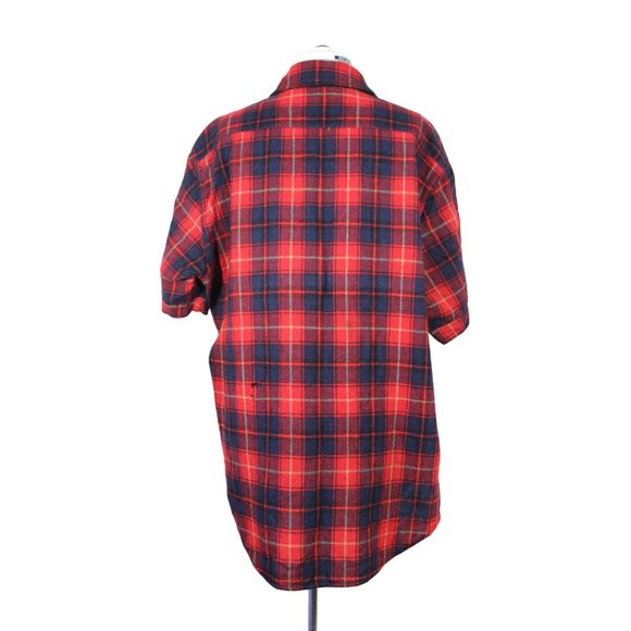 Timber Topper vintage men's red plaid short sleeve button front wool shirt XL - Picture 3 of 11